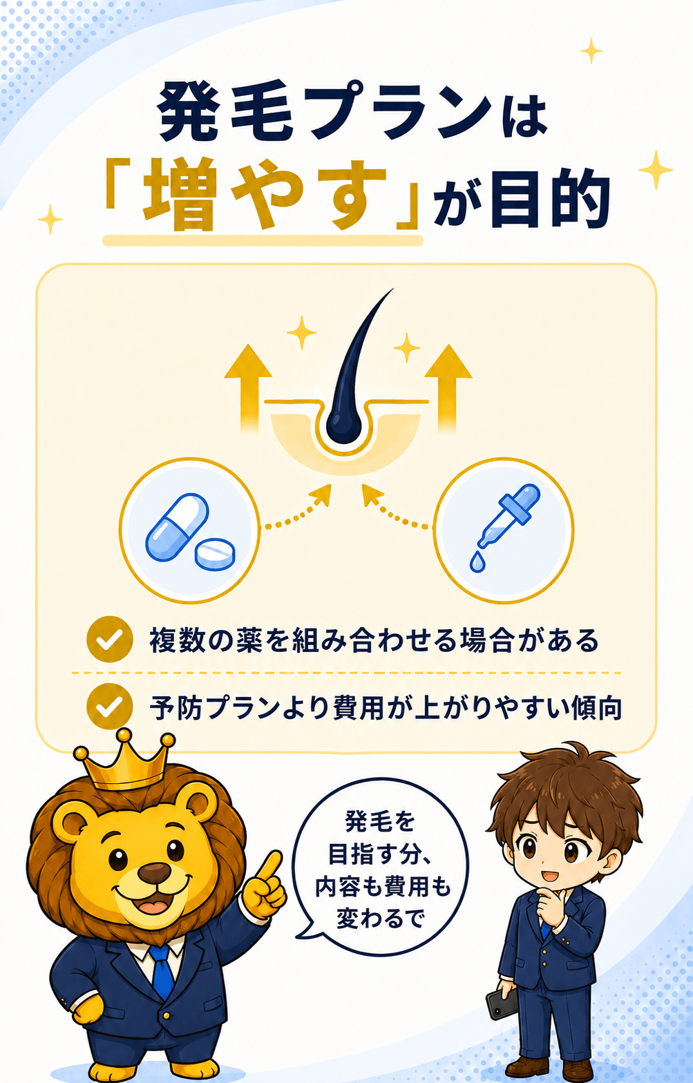 発毛プランは髪を増やすことを目指す説明