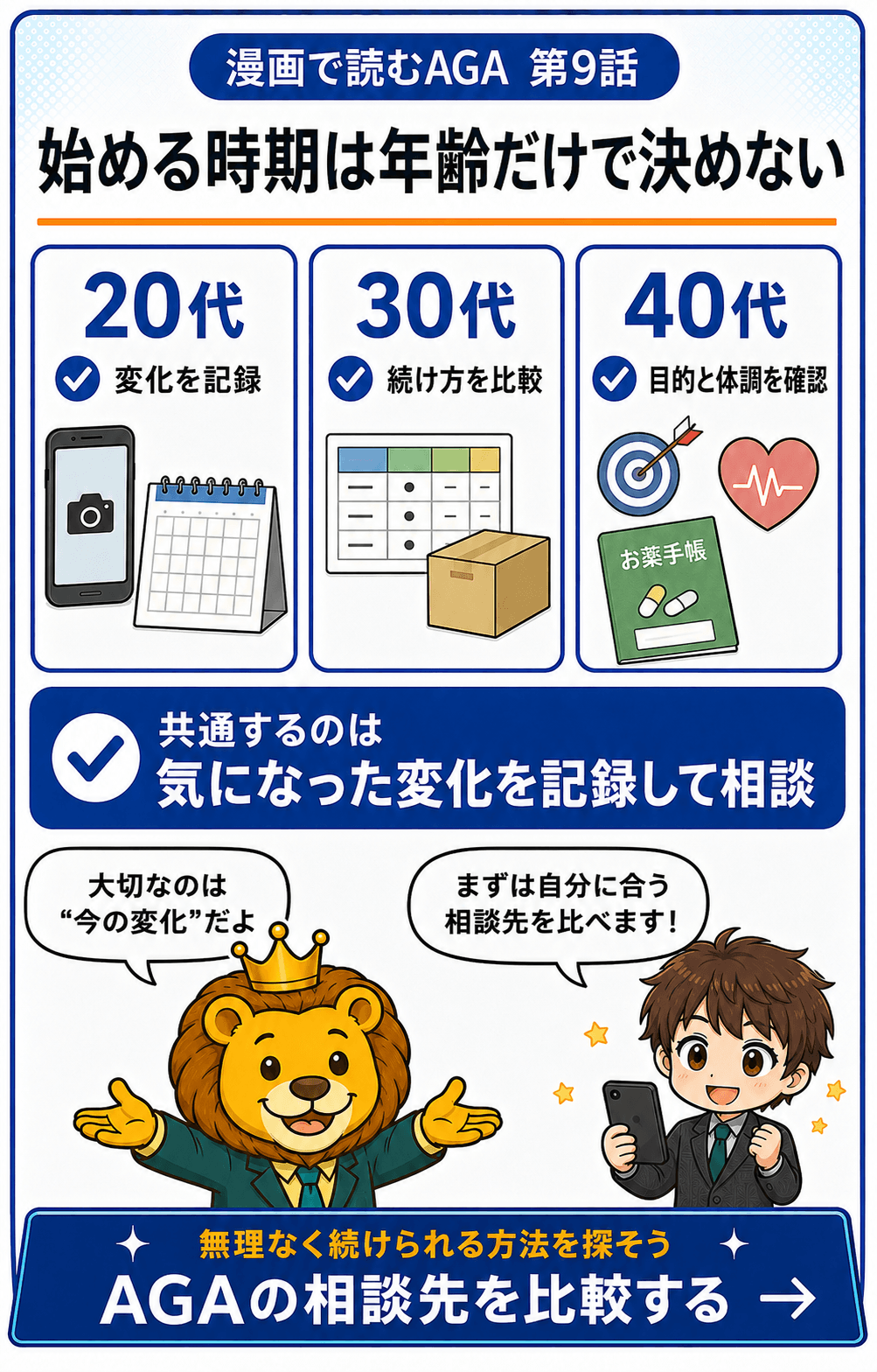 始める時期は年齢だけで決めず、今の変化を確認してAGAの相談先を比較
