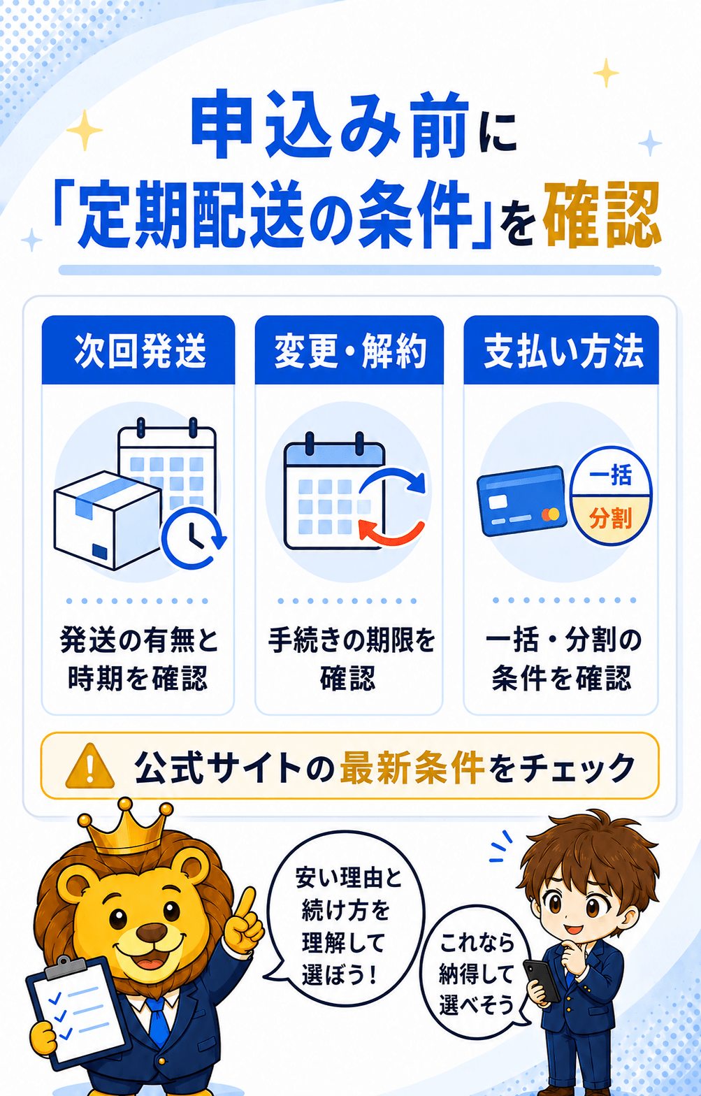 次回発送、変更解約、支払い方法を確認するチェックリスト